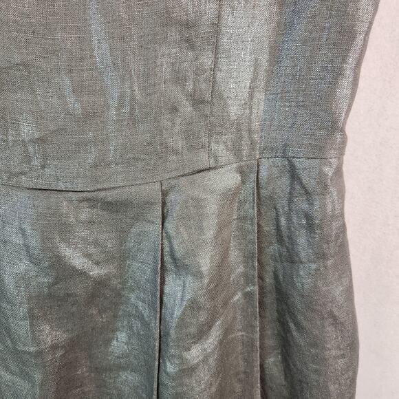 Cynthia Cynthia Steffe Silver 100% Linen Fit and Flare Cocktail Dress, Size 0 - Picture 4 of 16